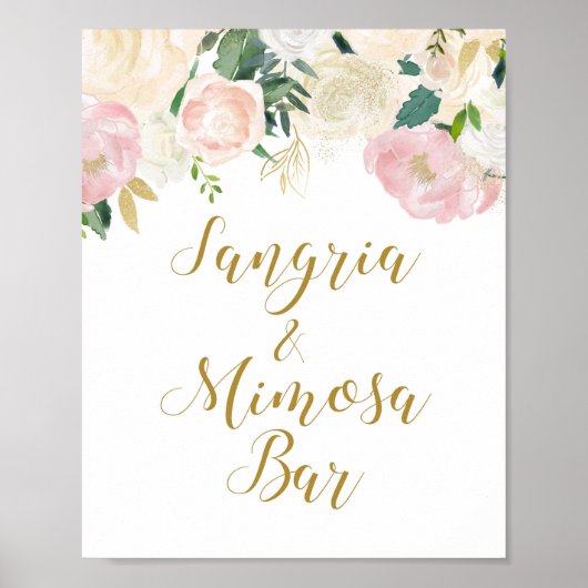 Poster Panneau de Mariage Rose Pâle et Or (Devant)