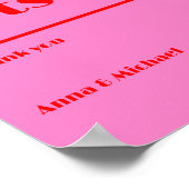 Poster Panneau de mariage rose rouge typographie gras Cad (Coin)