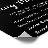 Poster Panneau de mariage Roses blanches En souvenir affe (Coin)