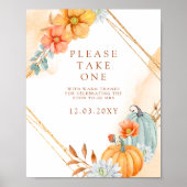 Poster Panneau de Mariage Rustique avec Citrouilles à Pet (Devant)