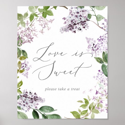Poster Panneau de mariage Rustique Lilas L'amour est doux (Devant)