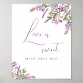 Poster Panneau de mariage Rustique Lilas L'amour est doux (Devant)