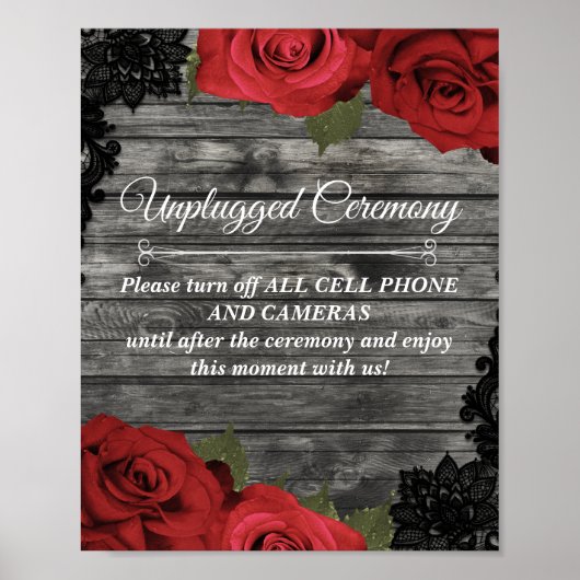 Poster Panneau de mariage sans appareil photo Fleurs de r (Devant)