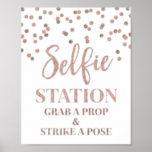 Poster Panneau de mariage Station Selfie Rose Gold (Devant)
