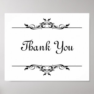 Poster Panneau de mariage Thank You elegant scroll pour p