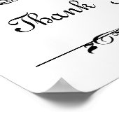 Poster Panneau de mariage Thank You en rouleau élégant po (Coin)