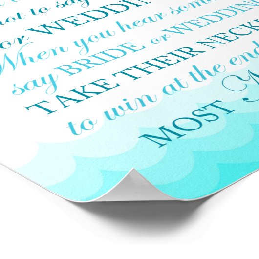 Poster Panneau de mariage thème plage 8x10" (Coin)