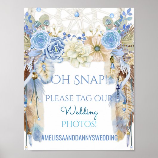 Poster Panneau de mariage tribal boho Dream Catcher pour (Devant)