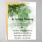 Poster Panneau de mariage Tropical Palm In Loving Memory (Devant)