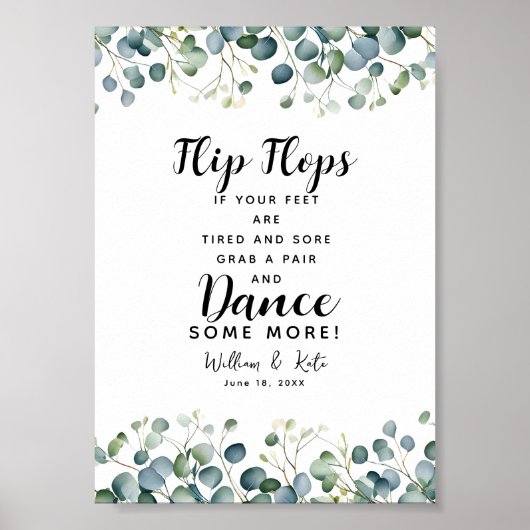 Poster panneau de mariage verdure feuillage (Devant)