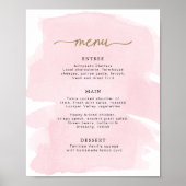 Poster Panneau de menu à l'aquarelle rose or (Devant)