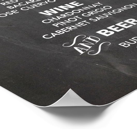 Poster Panneau de MENU BAR pour mariage et réception de f (Coin)