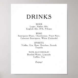 Poster Panneau de menu Classique Minimaliste Mariage Bois