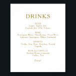 Poster Panneau de menu Classique Minimaliste Mariage Bois<br><div class="desc">Cette enseigne minimaliste classique de la carte des boissons mariages en or est idéale pour un mariage simple et élégant. La typographie vintage d'or lui donne une touche formelle classieuse. Gardez-le tel quel,  ou choisissez de le personnaliser avec des illustrations ou des graphiques de votre choix.</div>
