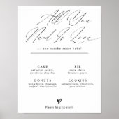 Poster Panneau de menu de bar à desserts de mariage minim (Devant)