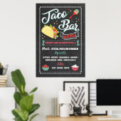 Poster Panneau de menu de bar à tacos pour fête (Bureau à domicile)