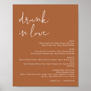 Poster Panneau de menu de bar 'Amoureux ivre' en terre cu