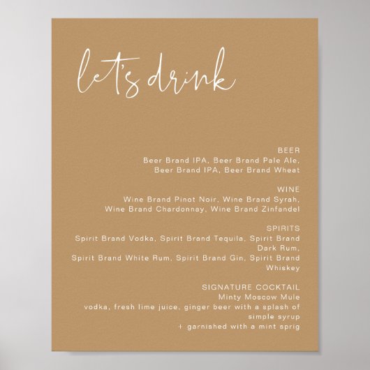 Poster Panneau de menu de bar Boho INDIE aux tons terreux (Devant)
