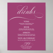 Poster Panneau de menu de bar de boissons de mariage Chic (Devant)