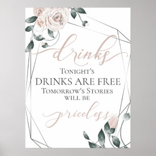 Poster Panneau de menu de bar de boissons gratuites drôle