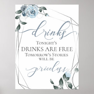 Poster Panneau de menu de bar de boissons gratuites drôle