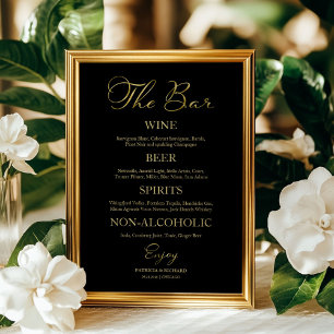 Poster Panneau de menu de bar de mariage à calligraphie é