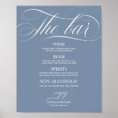 Poster Panneau de menu de bar de mariage Chic Bleu Poussi (Devant)