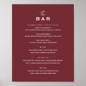 Poster Panneau de menu de bar de mariage classique chic m (Devant)
