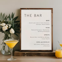 Panneau de menu de bar de mariage minimaliste mode