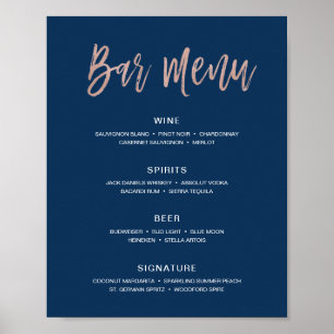 Poster Panneau de menu de bar de mariage rustique moderne