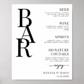 Poster Panneau de menu de bar de mariage simple minimalis (Devant)