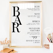 Poster Panneau de menu de bar de mariage simple minimalis