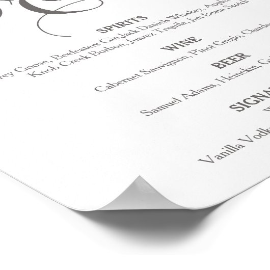 Poster Panneau de menu de bar de mariage tropical boho (M (Coin)