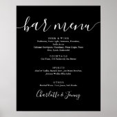Poster Panneau de menu de bar de script noir et blanc Sig (Devant)