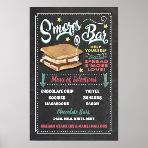 Poster Panneau de menu de bar de S'mores pour fête