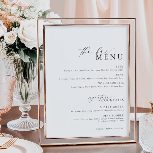 Poster Panneau de menu de bar Ellesmere Moderne Minimalis