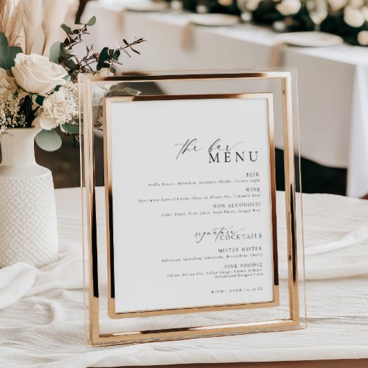 Poster Panneau de menu de bar minimaliste moderne Ellesme