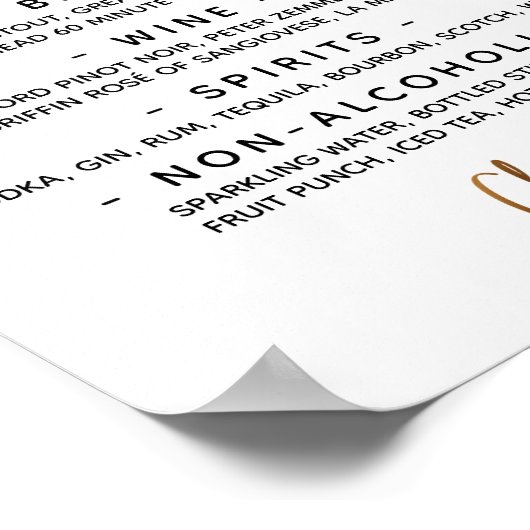 Poster Panneau de menu de bar ouvert avec écriture manusc (Coin)