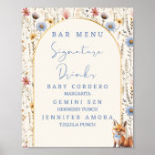 Poster Panneau de menu de bar pour Baby Shower Renard de  (Devant)