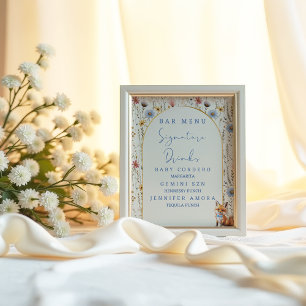 Poster Panneau de menu de bar pour Baby Shower Renard de 