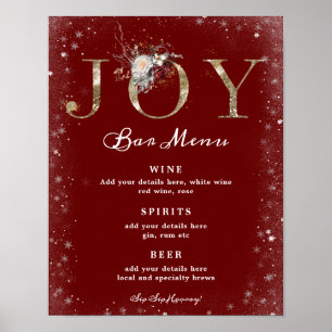Poster panneau de menu de bar pour mariage de vacances d'