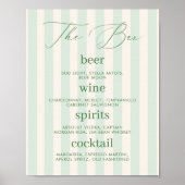 Poster Panneau de menu de boissons de bar rayures vertes  (Devant)