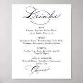 Poster Panneau de menu de boissons de mariage à calligrap (Devant)