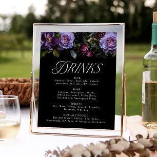 Poster Panneau de menu de boissons de mariage à fleurs vi