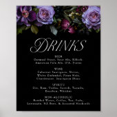 Poster Panneau de menu de boissons de mariage à fleurs vi (Devant)