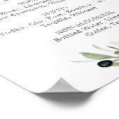 Poster Panneau de menu de boissons de mariage à la branch (Coin)