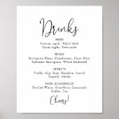 Poster Panneau de menu de boissons de mariage à l'écritur (Devant)