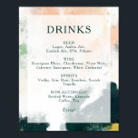 Poster Panneau de menu de boissons de mariage abstrait co<br><div class="desc">Ce panneau de menu de boissons de mariage abstrait coloré est parfait pour votre mariage bohème moderne unique. Peint à la main avec des marques de pinceau texturées de vert émeraude foncé, de pêche et de moutarde, toutes superposées d'un carré transparent minimaliste, il donnera à votre occasion une ambiance simple...</div>