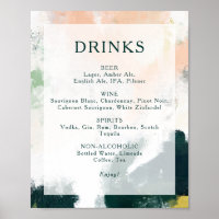 Panneau de menu de boissons de mariage abstrait co