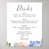 Poster Panneau de menu de boissons de mariage aux hortens (Devant)